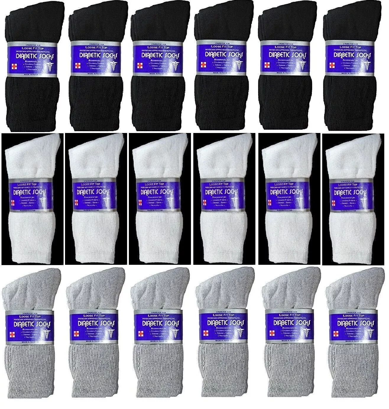 Wholesale Bulk Men Women Circulatory Health Diabetic Crew Socks 9-11 10-13 13-15