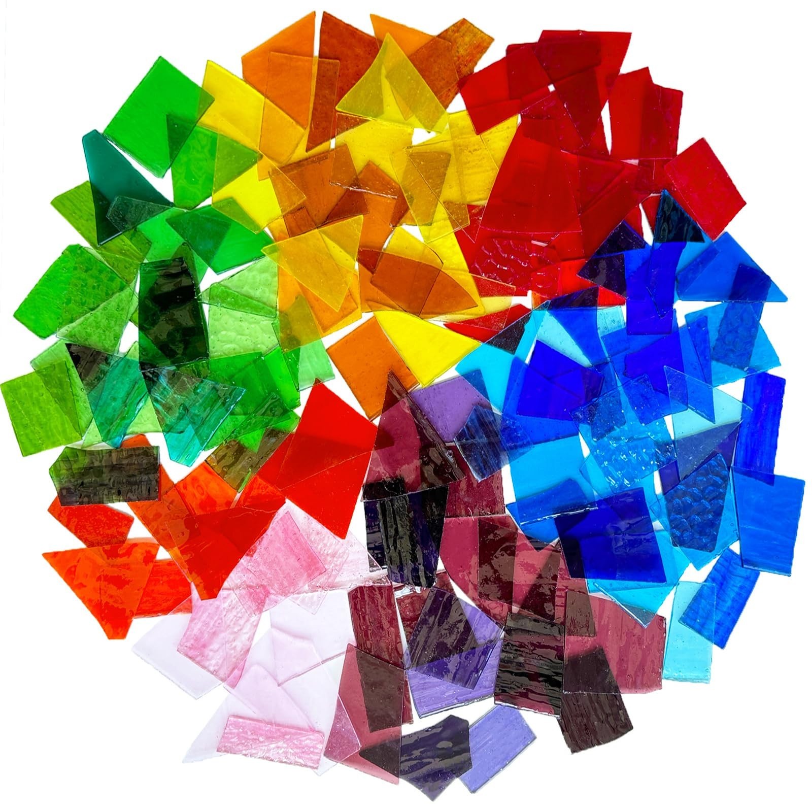ILLUCKAI 2.2lb Colorful Transparent Stained Glass Scraps, Irregular Stained G...