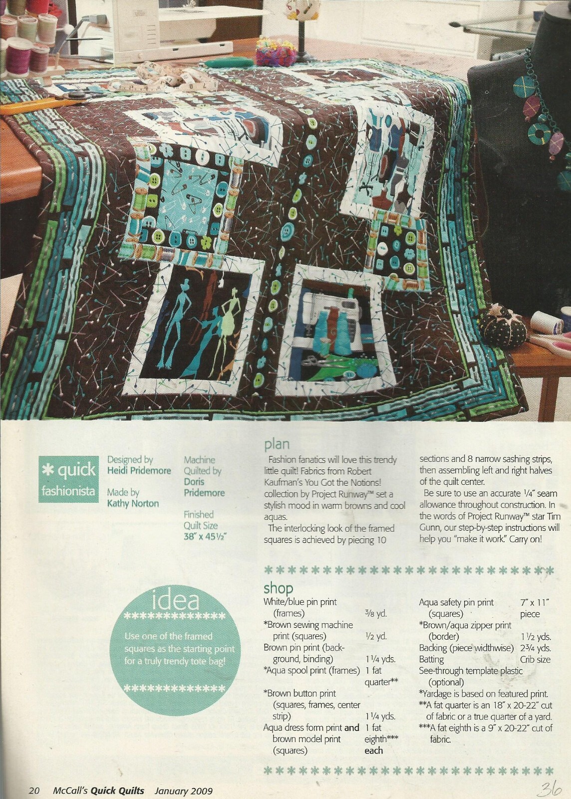 C0111   FASHION PASSION QUILT PATTERN/INSTRUCTIONS