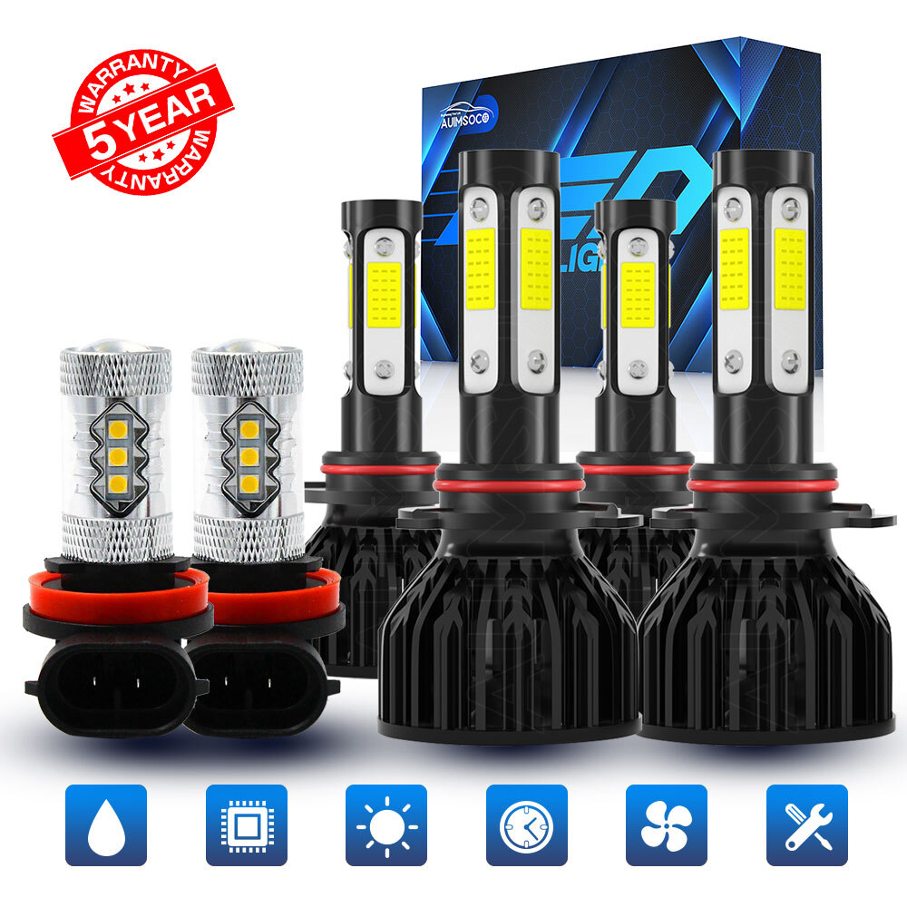 6x 9005 9006 H11 LED faro faro niebla kit de luz baja alta bombilla blanca 6000K