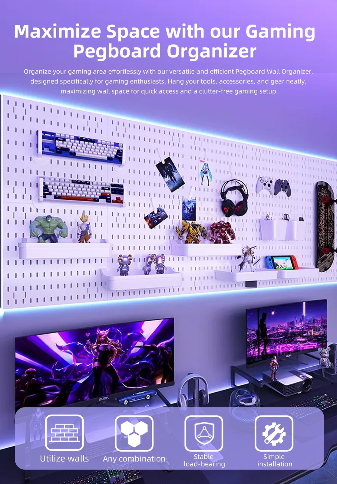 Zestify Revamp Your Space With A Versatile Pegboard Kit - Medium, Black