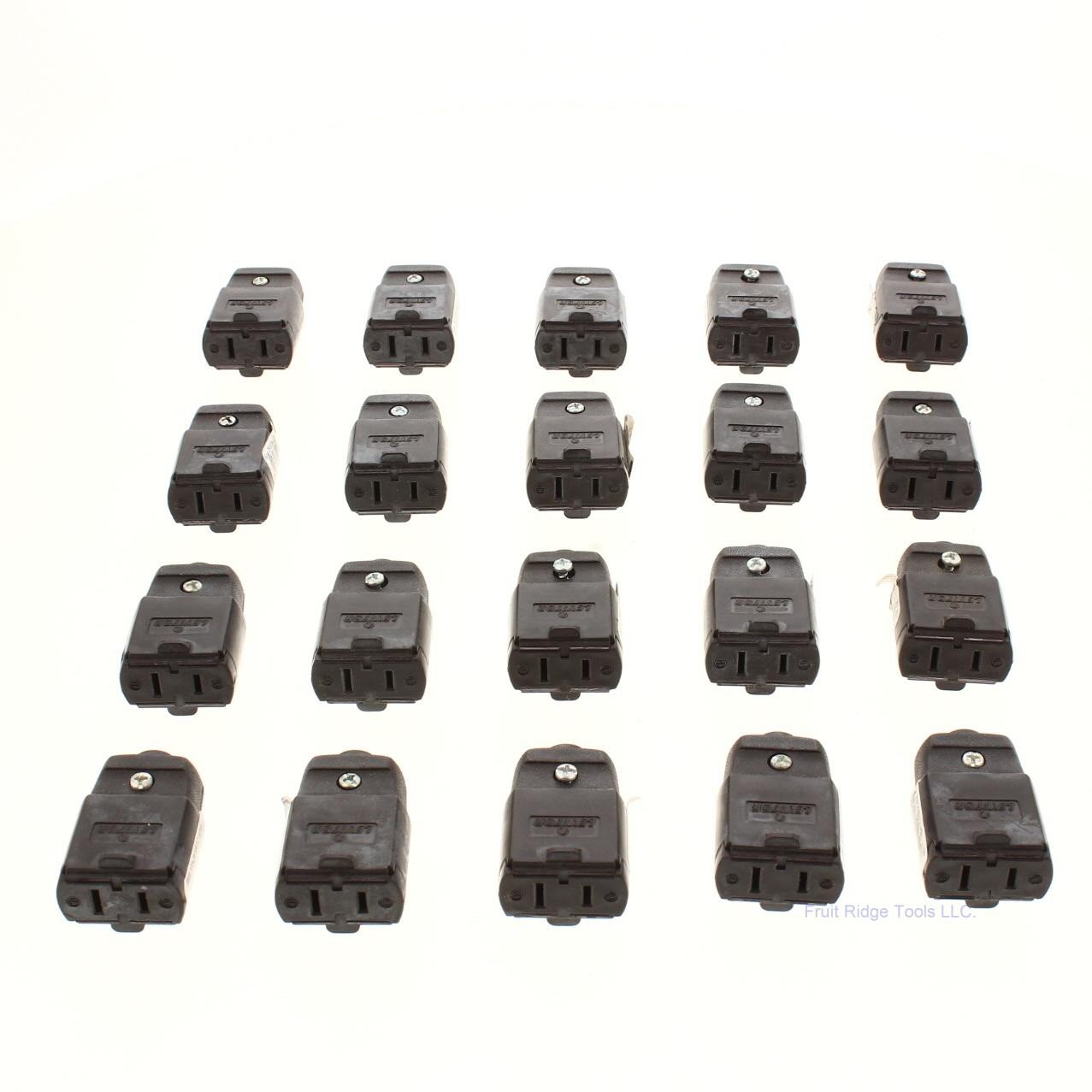 20 Leviton Brown Straight Blade Polarized Connector Plugs NEMA 1-15 15A 125V 102