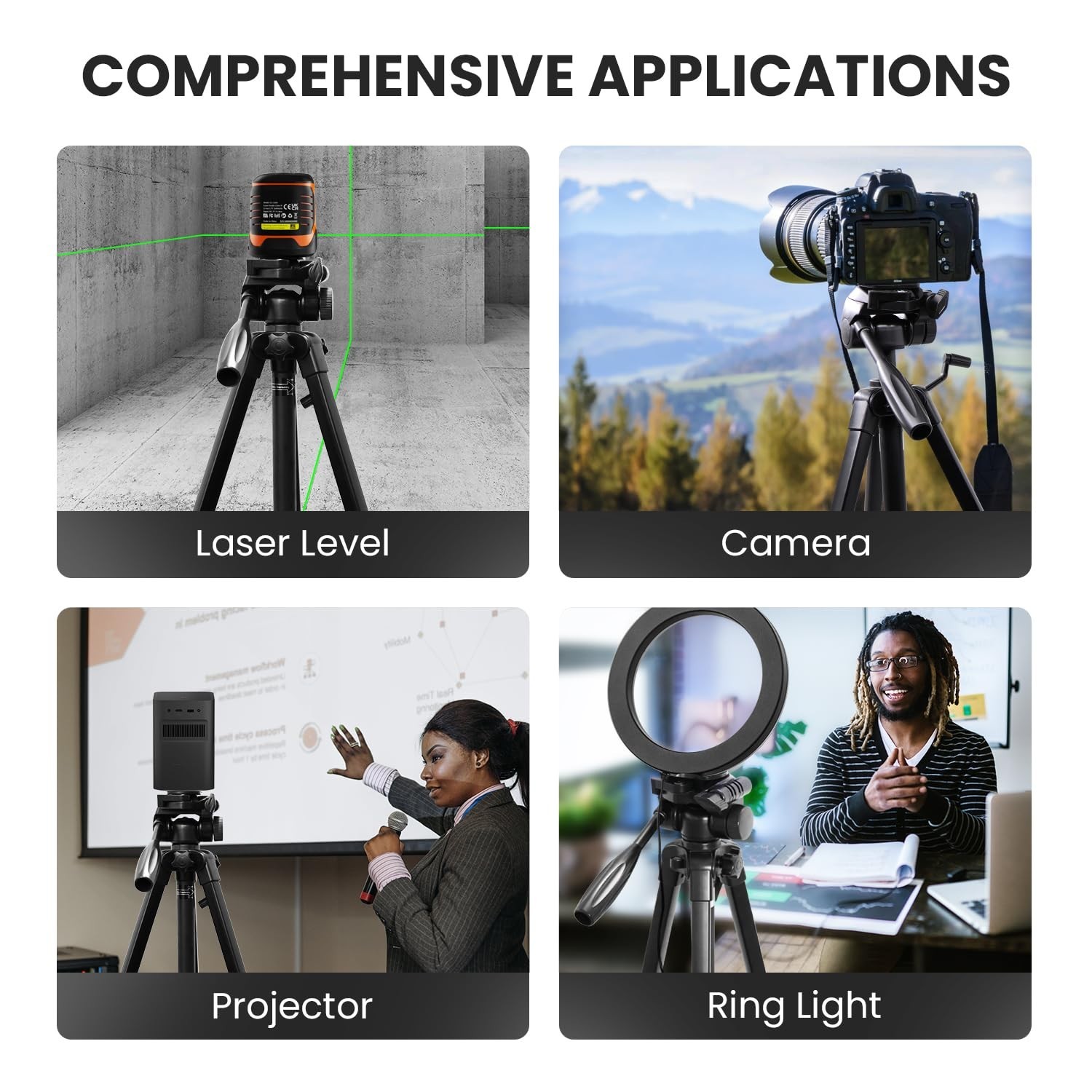 Heavy Duty Tripod for Laser Level, Adjustable Height for Camera with Bubble L...