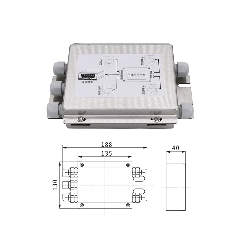 Adjustable waterproof.stainless steel 4-in-1 junction box,load cell junction box
