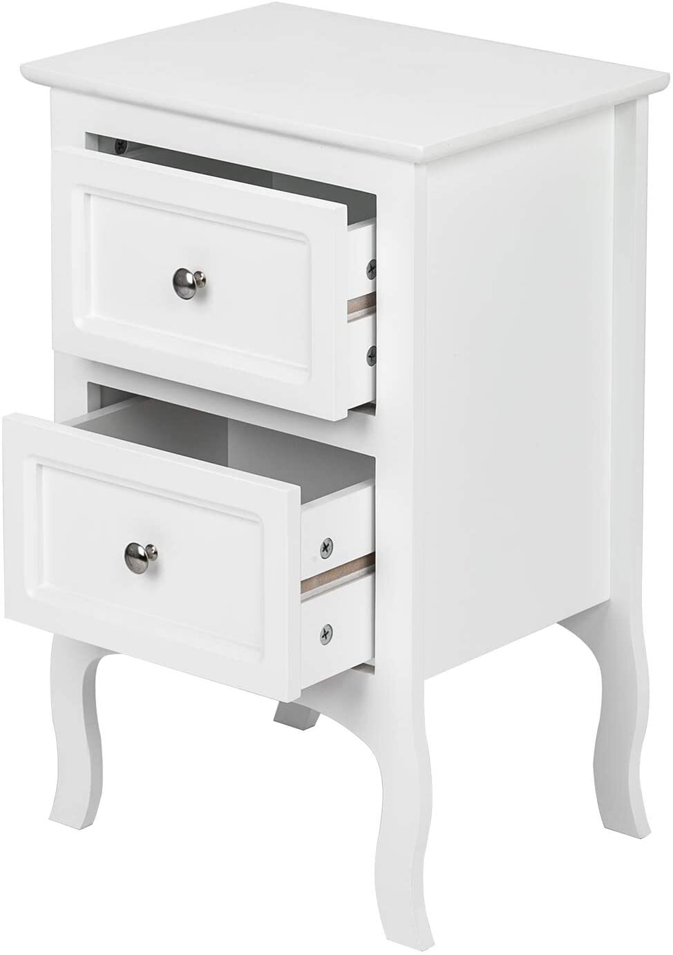 2Pcs Nightstand End Table with 2-Drawer Wood Simple Modern Sofa Couch Side Table