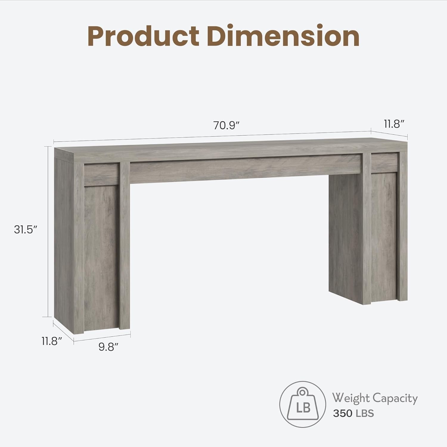 71" Entryway Table, Wooden Farmhouse Console Table, Long Sofa Table Behind Couch