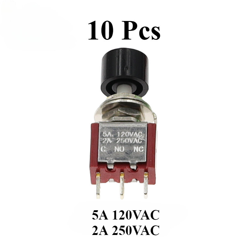 3pins Mini Momentary Push Button Switch DPDT NO NC AC 250V 2A/120V 5A-10 Pcs