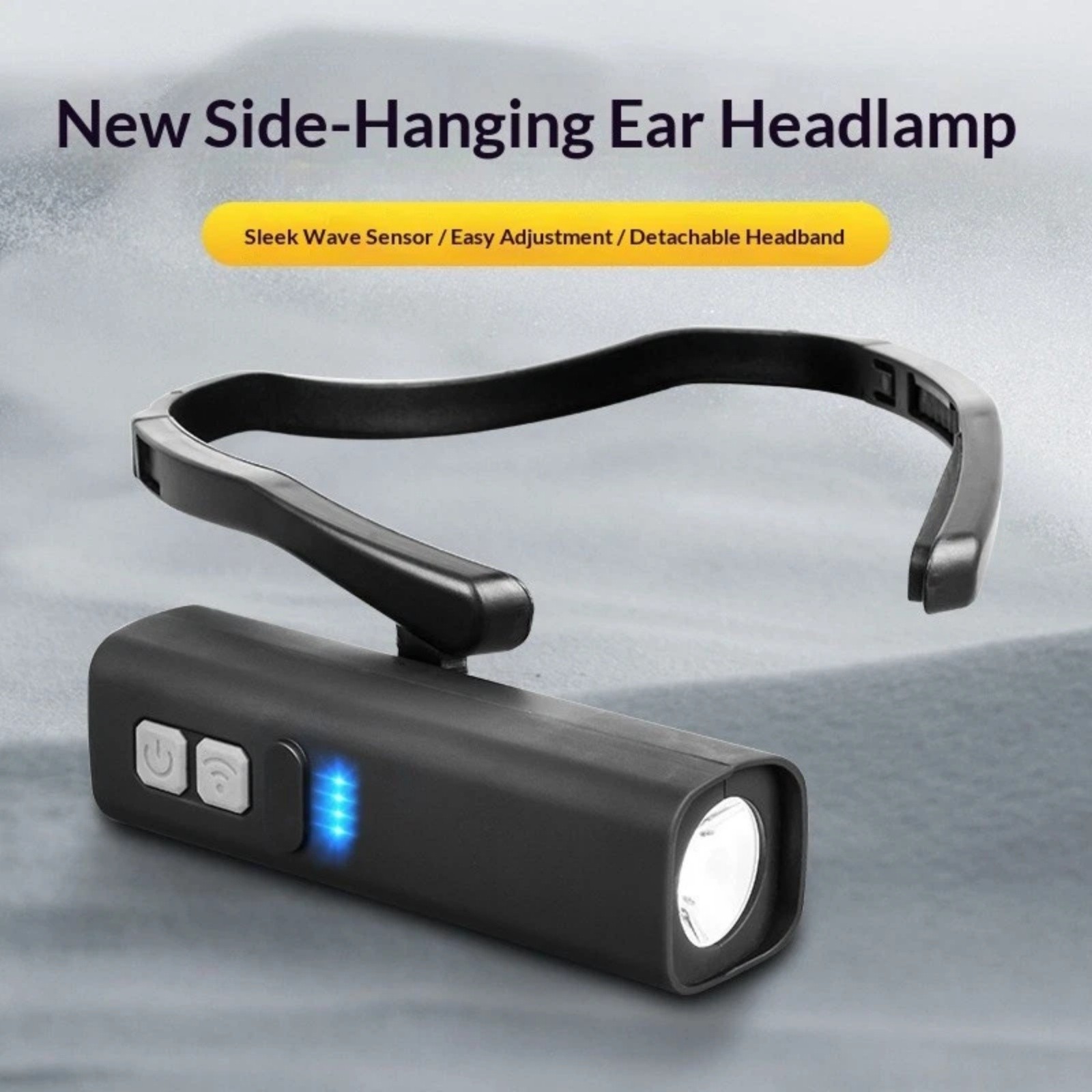 Ear Headlamp with Motion Sensor 1000mAh Battery Type-C Fast Charging USB-C