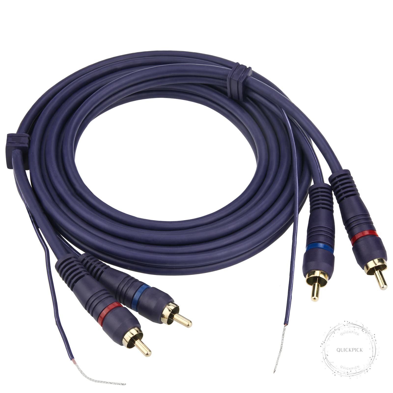 UIInosoo RCA Cable With Ground Wire, 6ft Turntable Gold Plated 2RCA Male to 2RCA