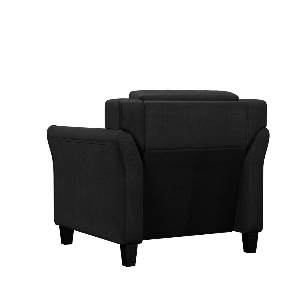 Modern Tufted Back Club Chair Foam Cushioned Eucalyptus Frame Black Fabric New