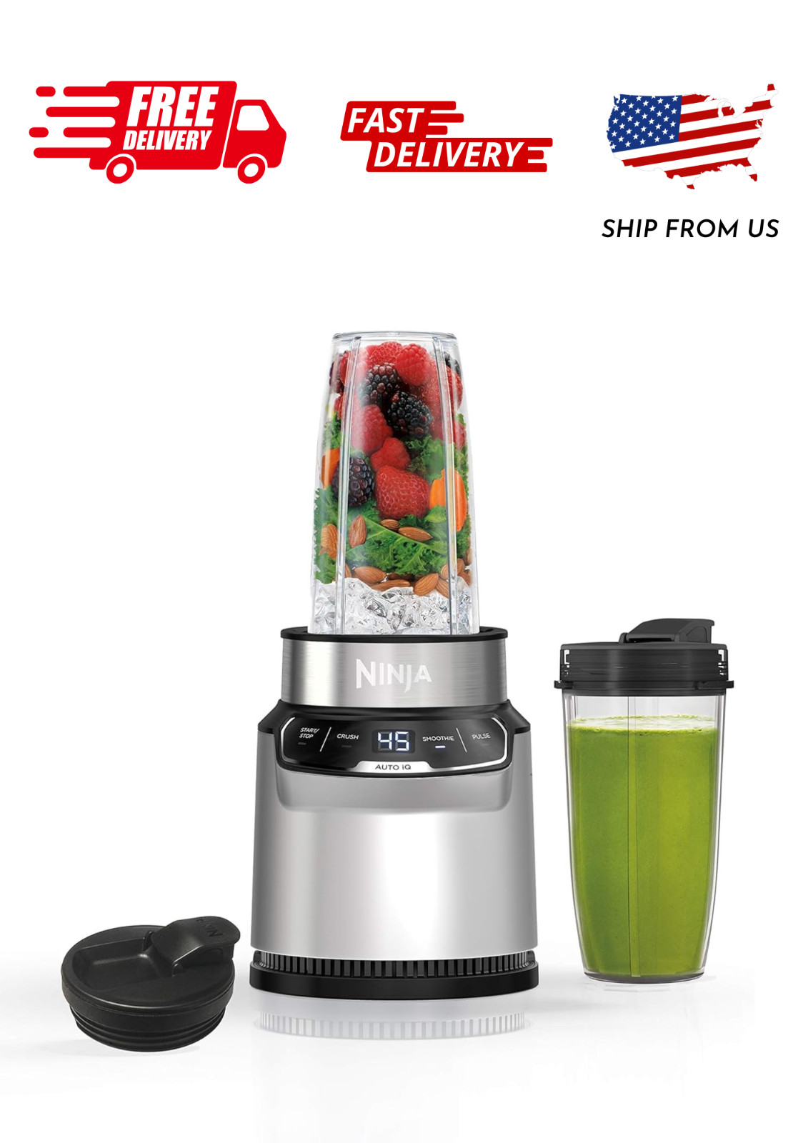 Ninja Nutri-Blender Pro with Auto-iQ, 1100-Peak-Watt, Personal Blender