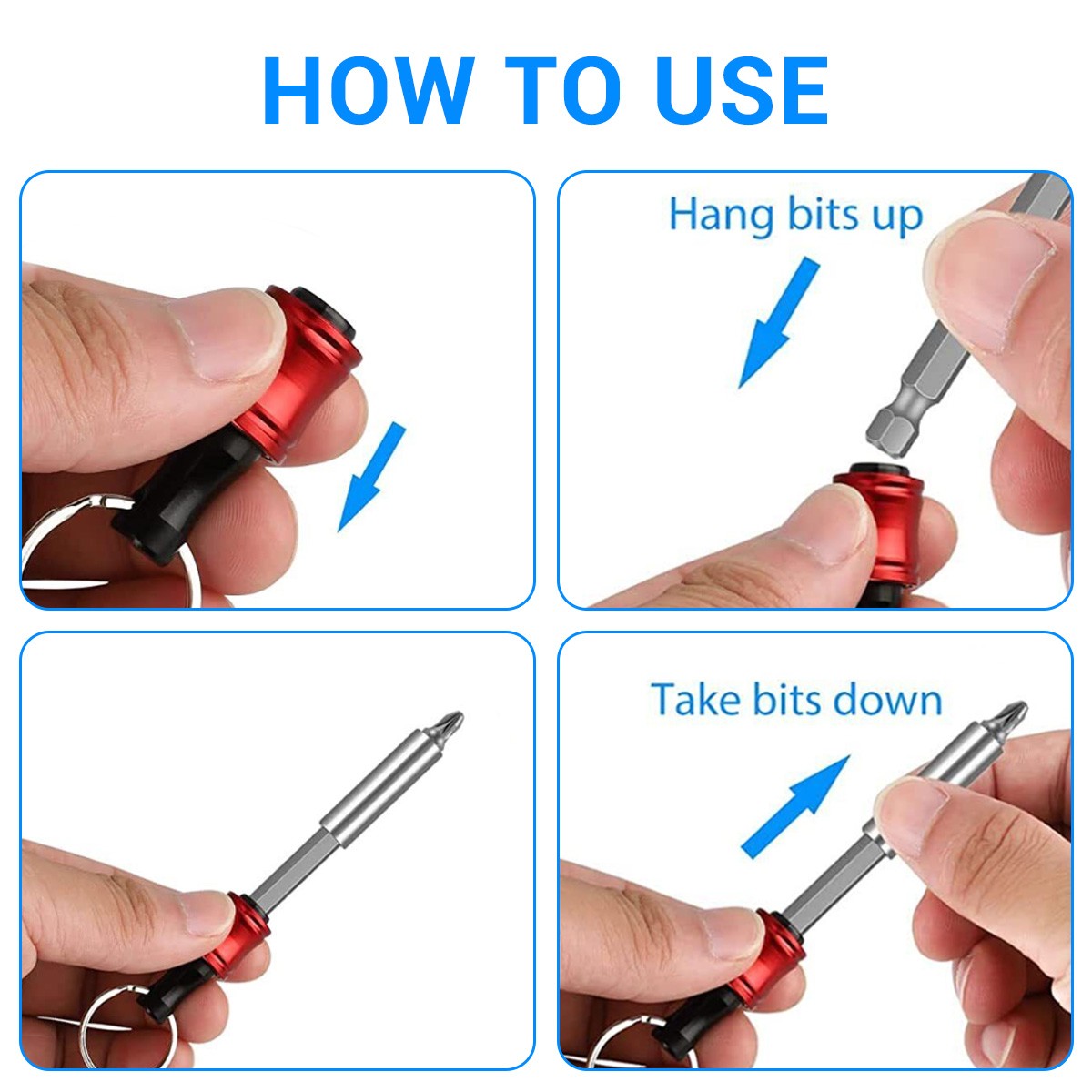 14Pcs 1/4" Hex Shank Quick Release Keychain Screwdriver Drill Bit Holder Bit Set