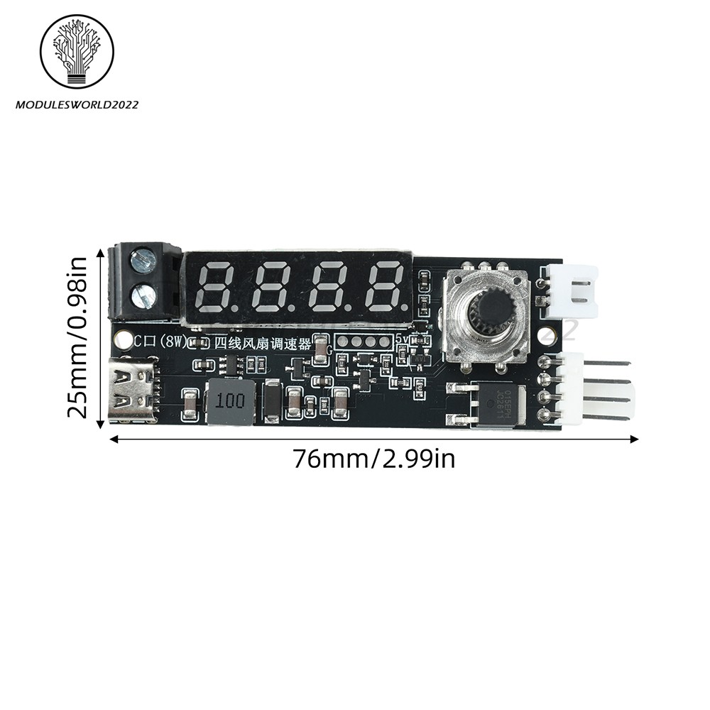 5V 12V 5A 4-Wire PWM Fan Speed Control Module Smart Temperature Control +Display