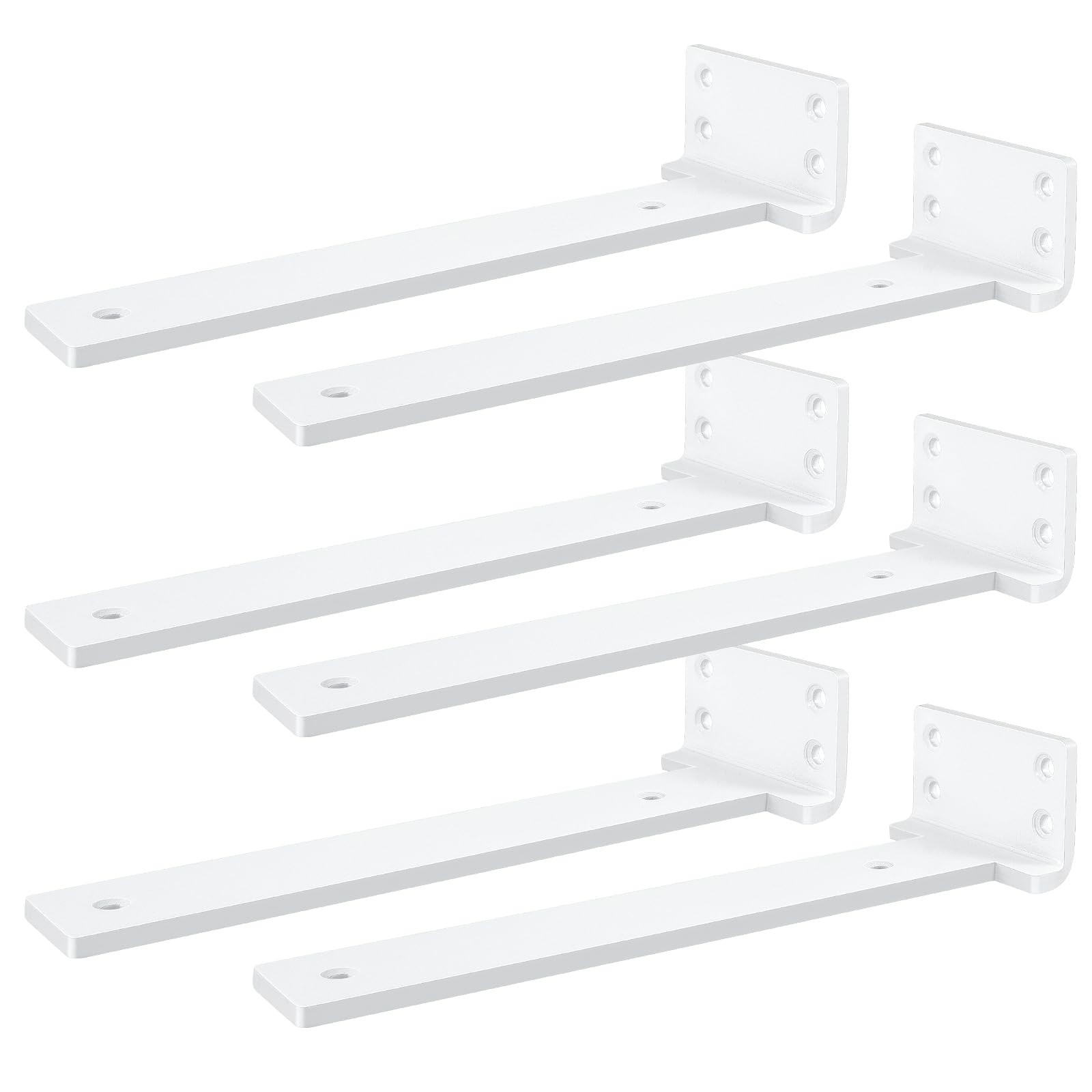 6 PCS Floating Shelf Bracket 6 Inch L Brackets Heavy Duty White Metal Mount