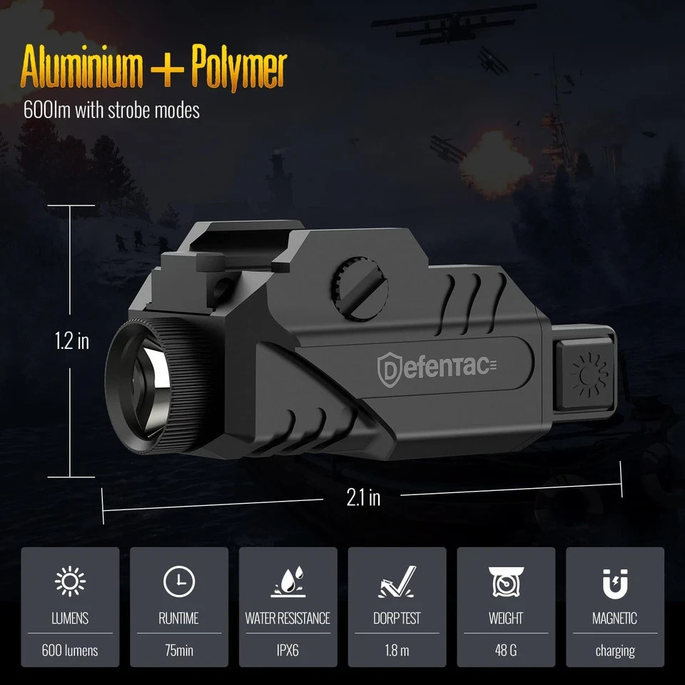 Pistol Light with Strobe Function for Guns, 600 Lumens Tactical Flashlight for H
