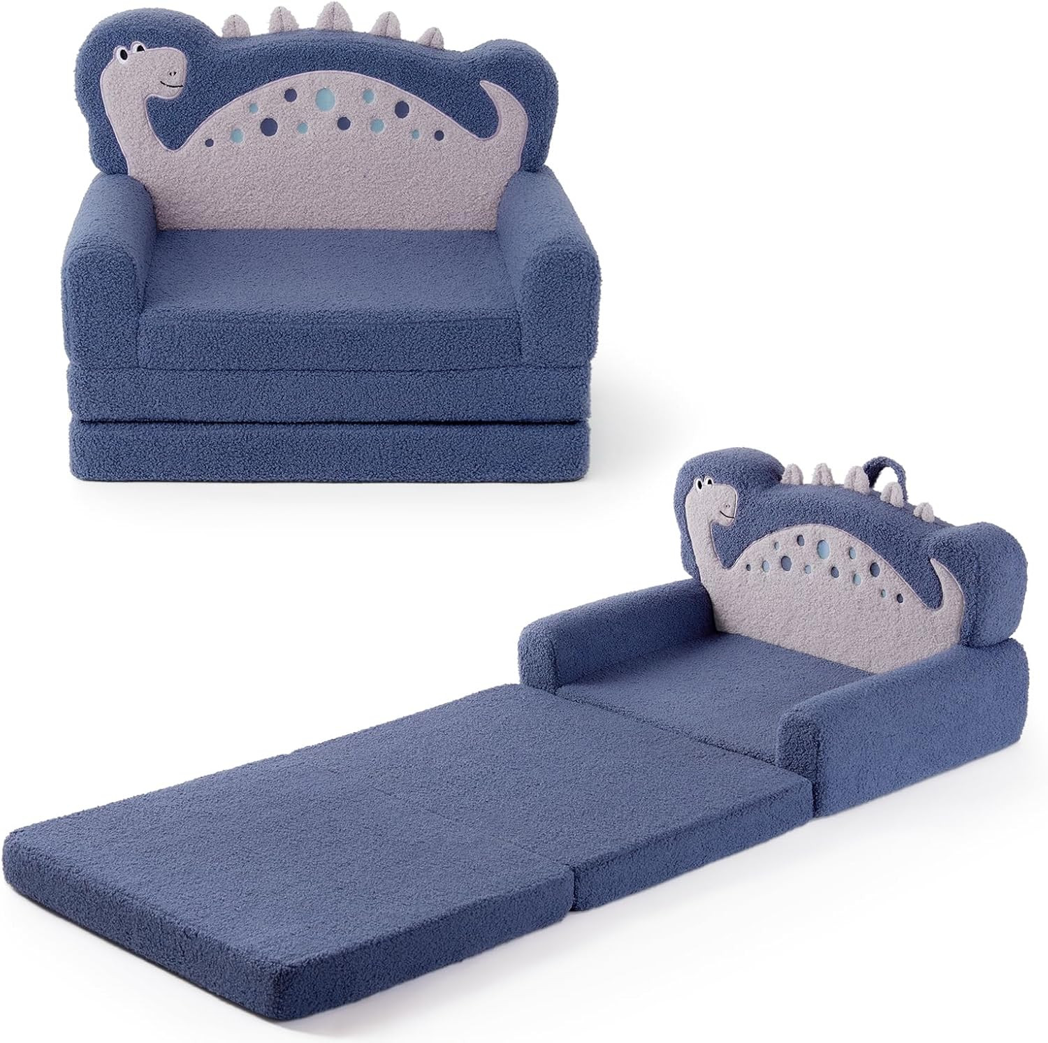Kids Couch, 2-In-1 Soft Toddler Couch Fold Out, Toddler Chair Comfy, Convertible