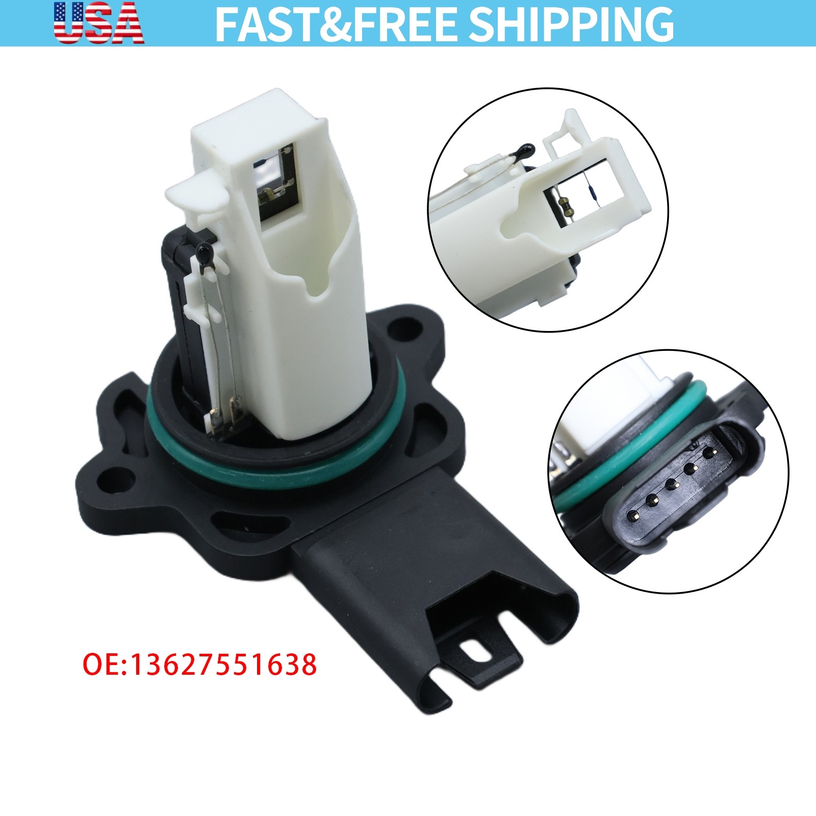 13627551638 MAF Sensor for BMW E90 E92 E60 E70 E82 328i 528i X5 3.0L 5-Pins