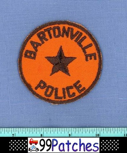 BARTONVILLE (Old Vintage 3") ILLINOIS Shoulder Patch BROWN STAR CHEESECLOTH 8E