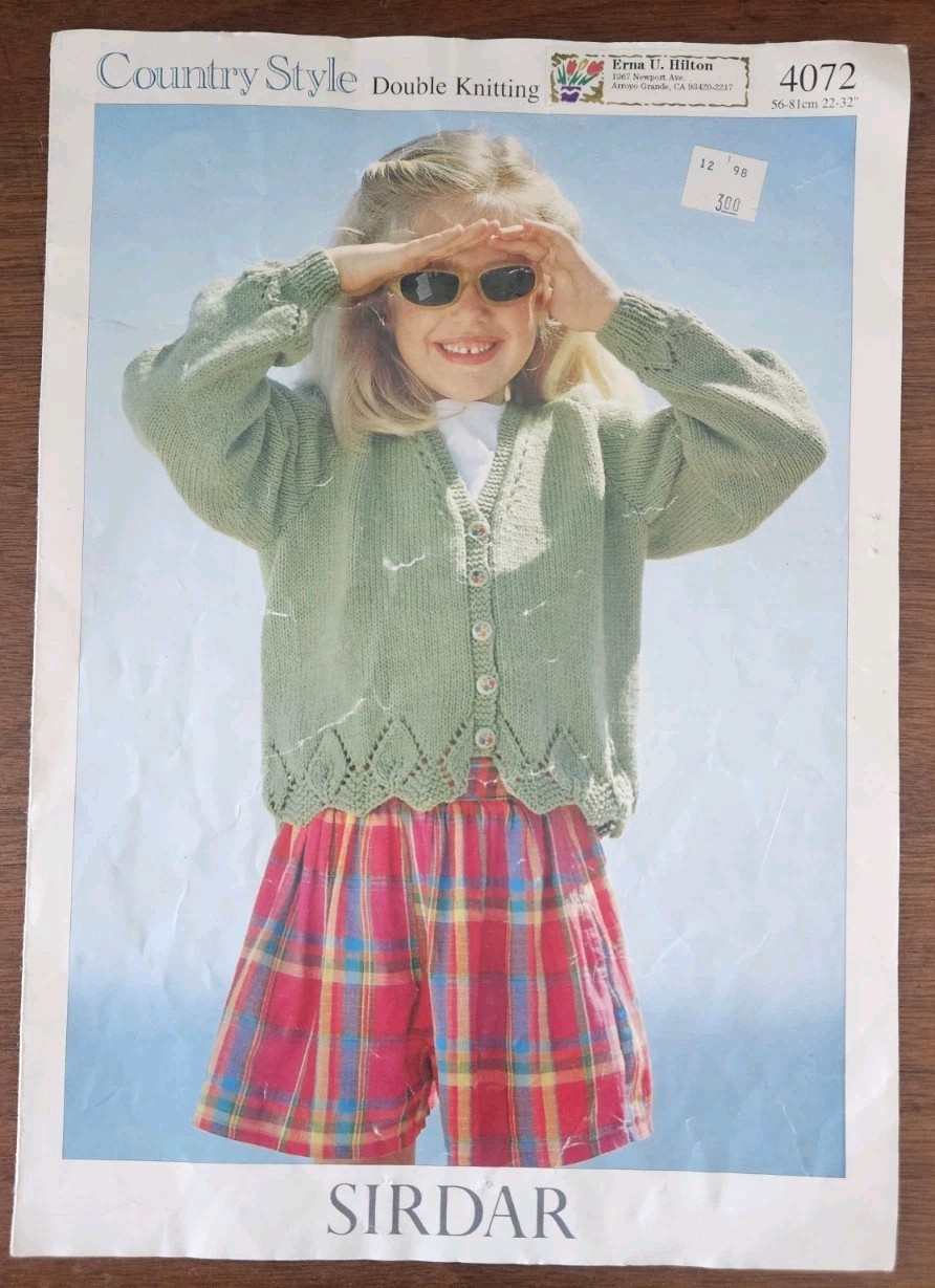 Sirdar Country Style 4072 Cardigan Double Knitting Child 22-32" (6 sizes) pretty