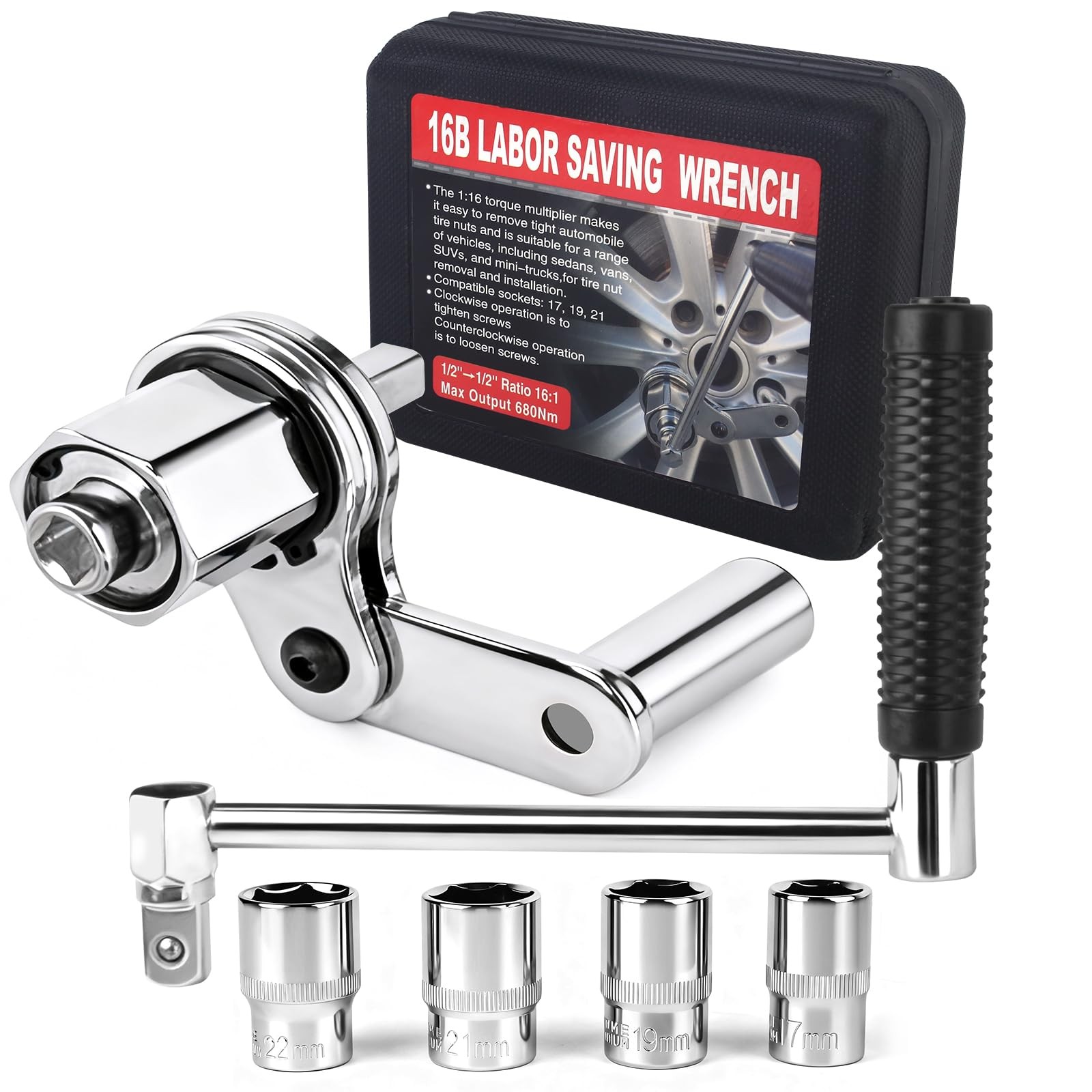 Torque Multiplier Wrench Set, Heavy Duty Labor Saving Lug Nut Remover, 1/2"