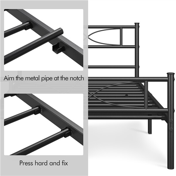 Metal Bed frame Platform Bed with Curved Design Headboard Twin/Full/Queen
