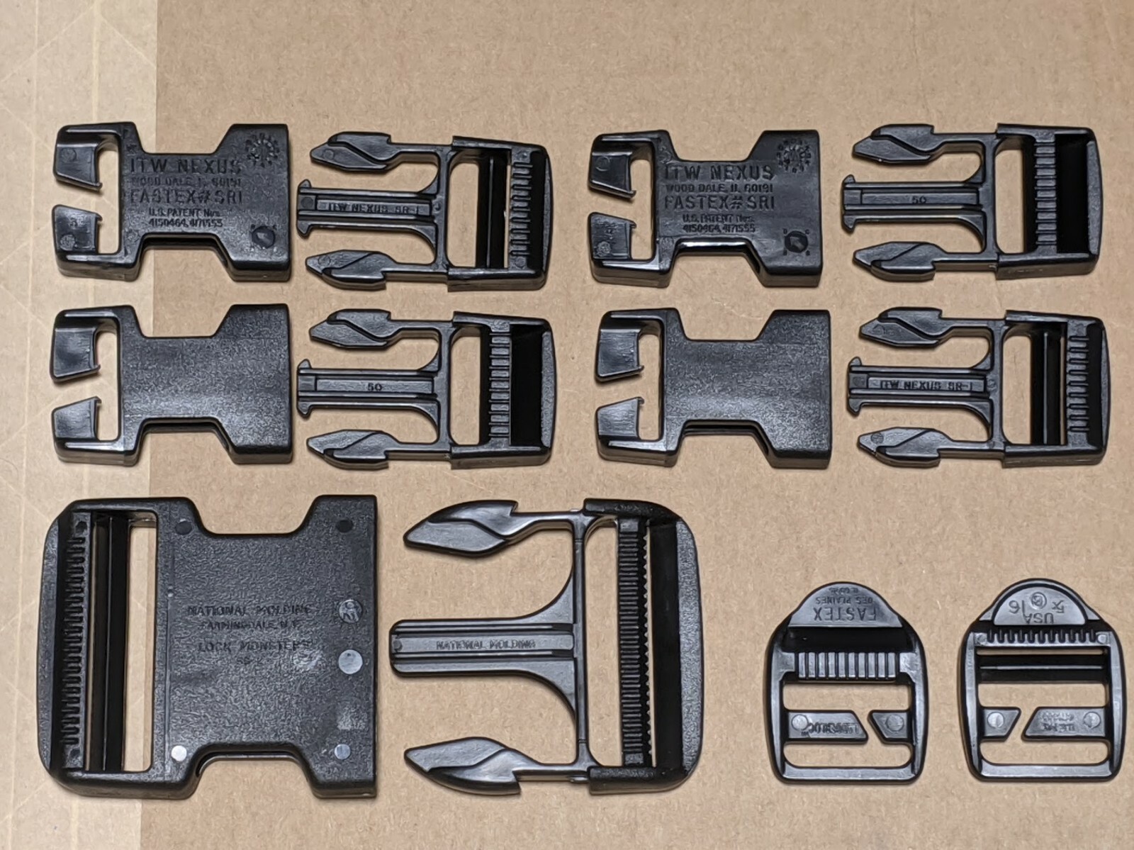 NEW 12 Pieces Molle ll 2 Black Buckle Back Pack Repair Kit ITW Nexus Fastex Set