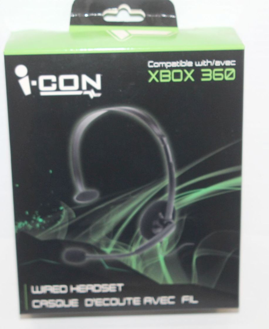New / Sealed NIB - iCon XBOX 360 Wired Gaming Video Game Headset 4' - Black 2015