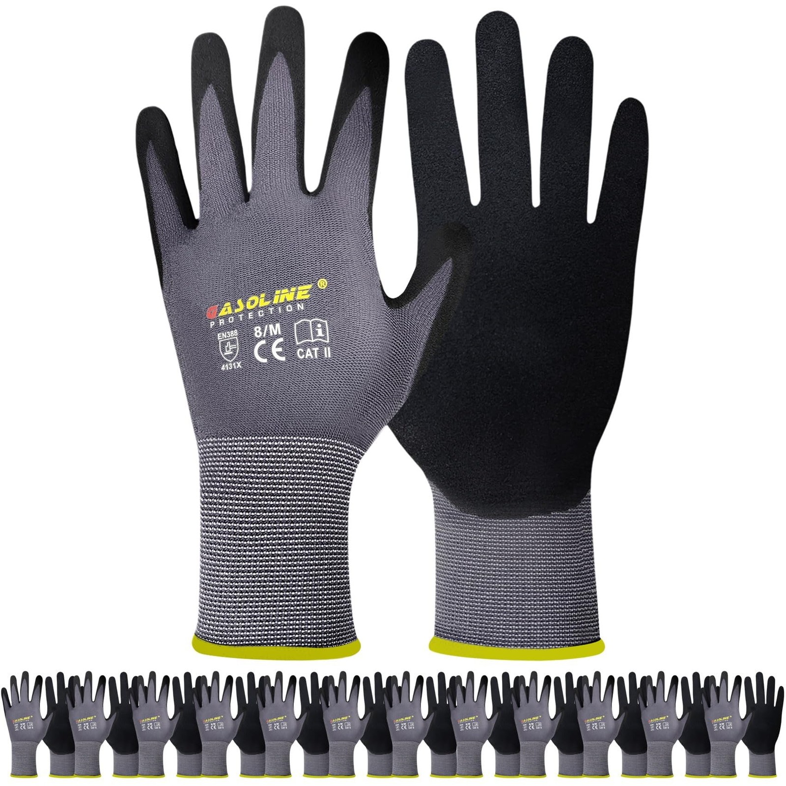 Work Gloves MicroFoam Nitrile Coated-12 Pairs,Seamless Knit Nylon&Spandex Glo...