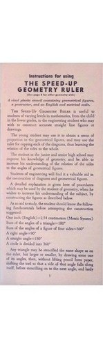Speed-Up Geometry Ruler Baltimore 1950s Drafting Protractor Stencil Set