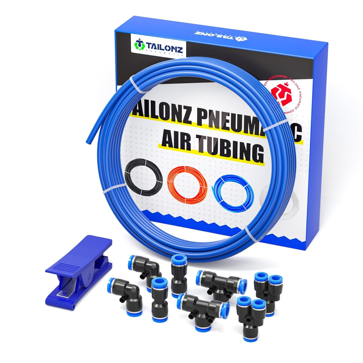 TAILONZ PNEUMATIC Blue 3/8 Inch Od 10 Meters PU Air Tubing Kit Pipe Hose Air Lin