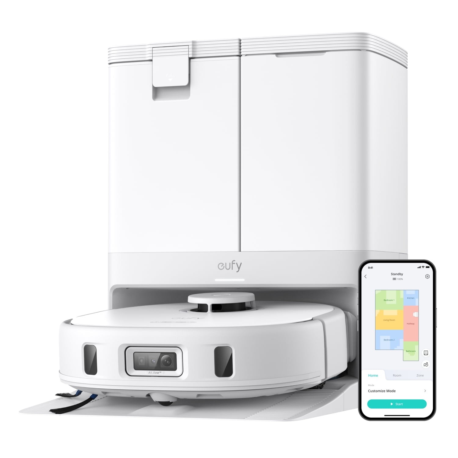 eufy X10 Pro Omni White Robot Vacuum and Mop Combo Upgraded -Certified Refurbish