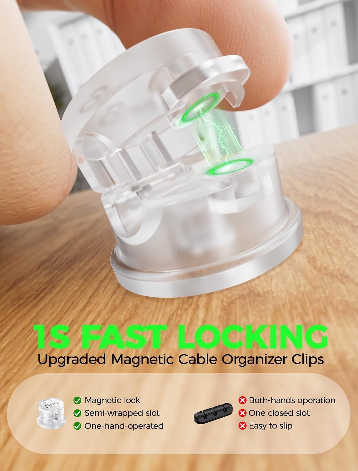 Upgraded 360° Magnetic Cable Clips - Strong Adhesive for Ultimate Cable Control