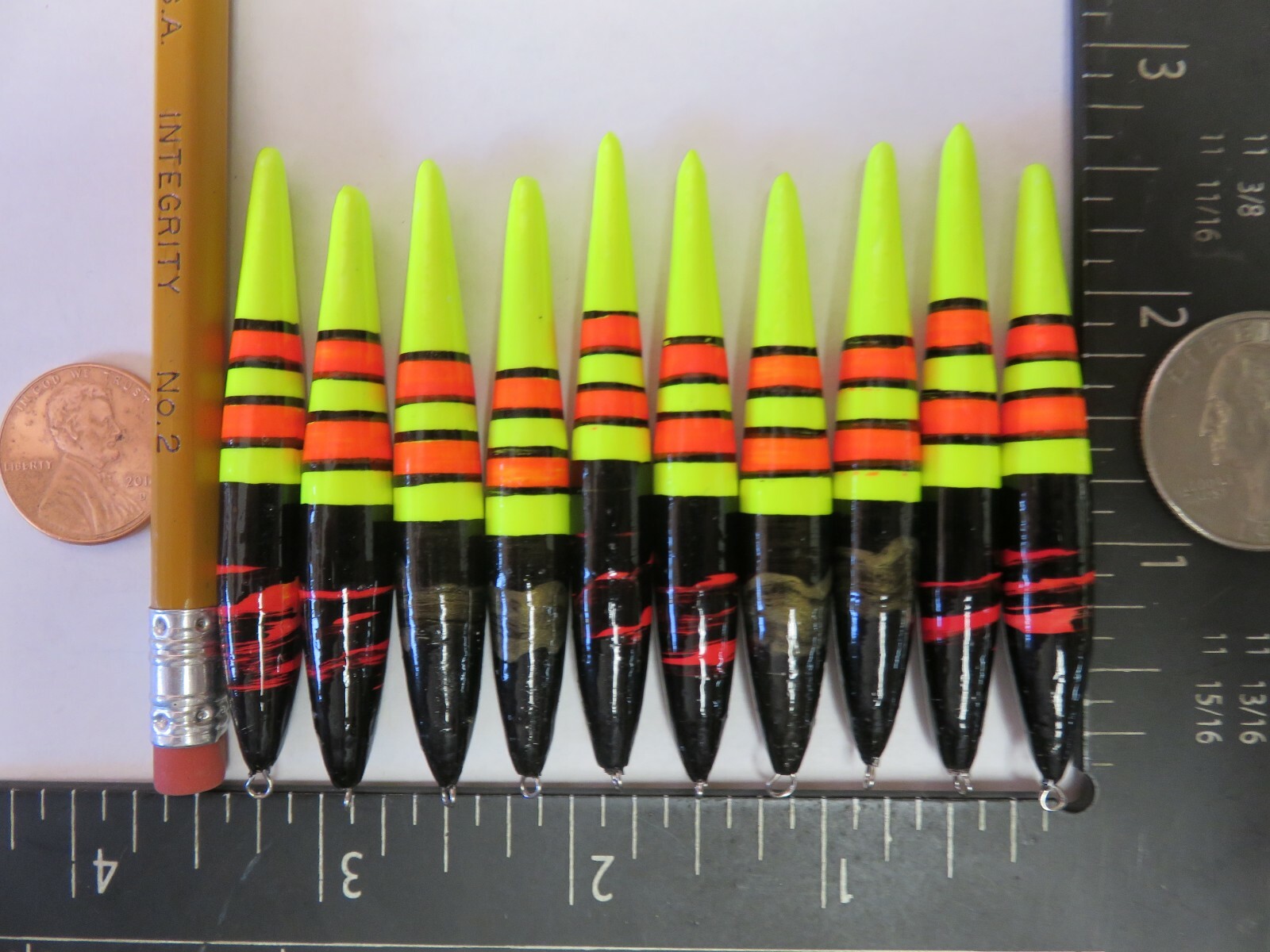 10 NEW WOOD SLIP FLOATS / BOBBERS PANFISH  ICE FISHING NO FREEZE UP ON LINE B261