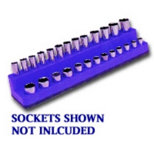 Mechanics Time Saver 720 1/4in Dr Shallow / Deep Neon Blue Socket Holder 4-14mm