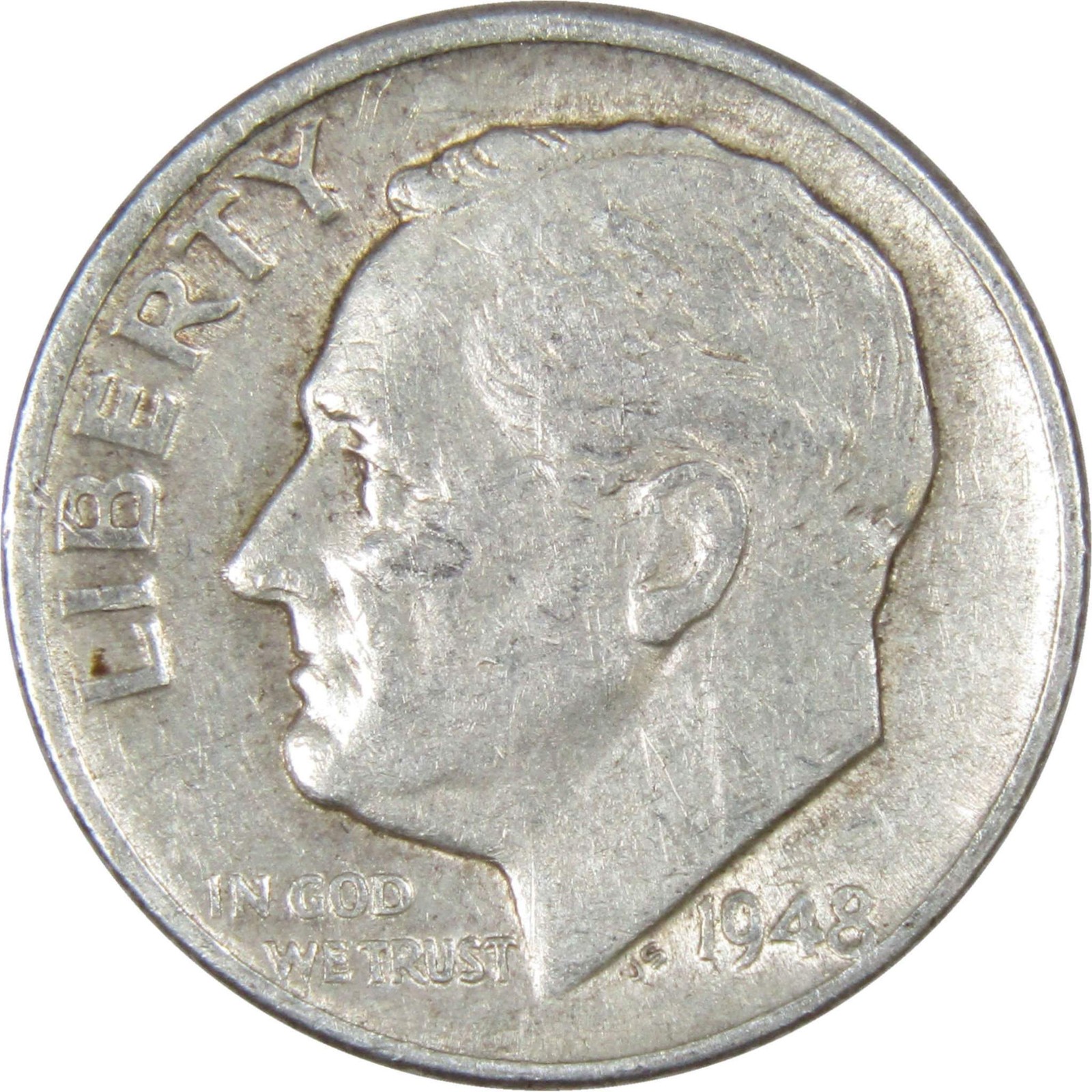 1948 D Roosevelt Dime Circulated Silver 10c Coin Collectible