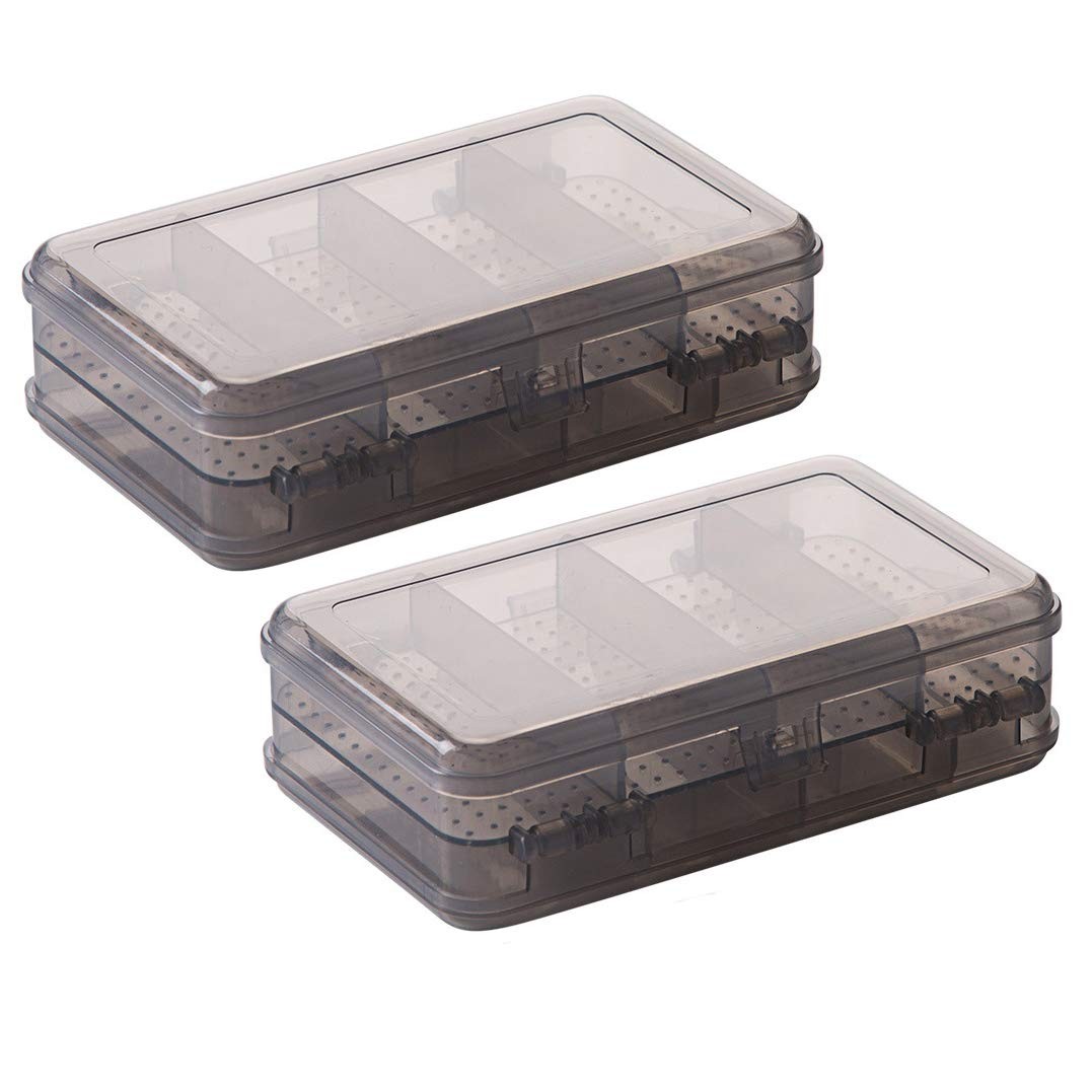 2Pcs Grey Double Layer Plastic Jewelry Box Organizer Storage Container for Ea...