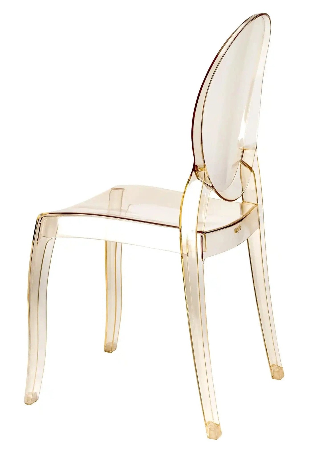 Gold Clear Resin Oval Back Ghost Chair by Chivari