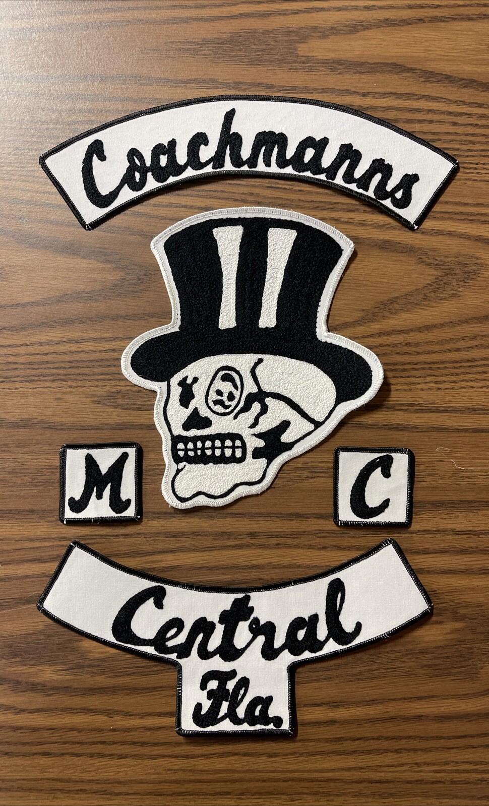 Large Vintage MC Motorcycle Club Patch Cut Embroidery Coachmanns Central Florida