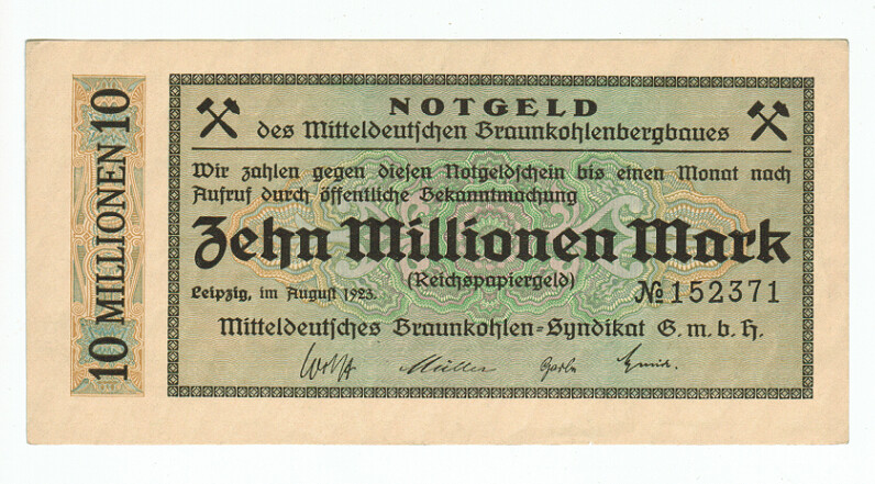 GERMANY BANKNOTE 10 MILLION MARK LEIPZIG 1923