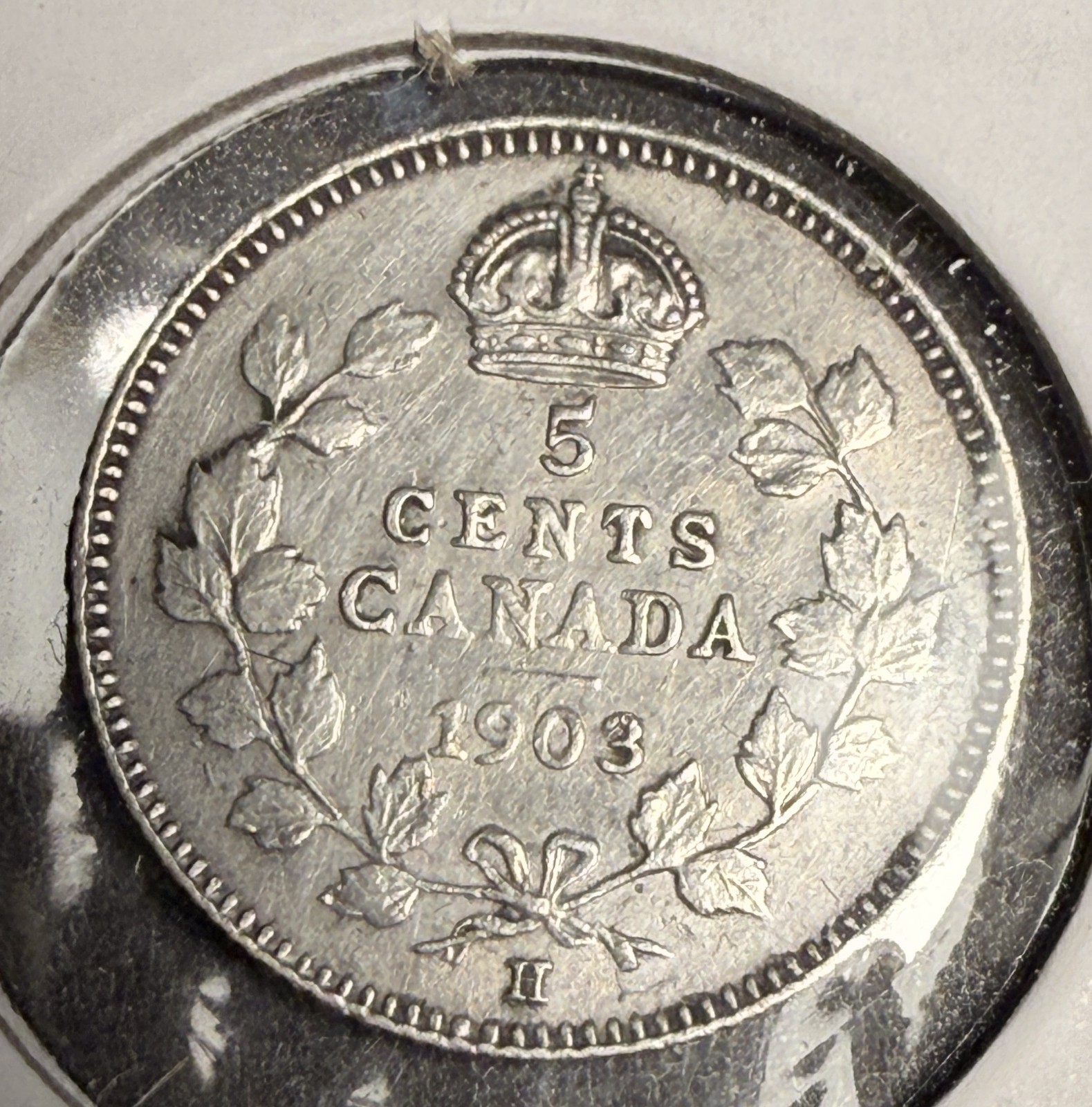 1903-H Canadian 5ct Silver, XF.  (18620)