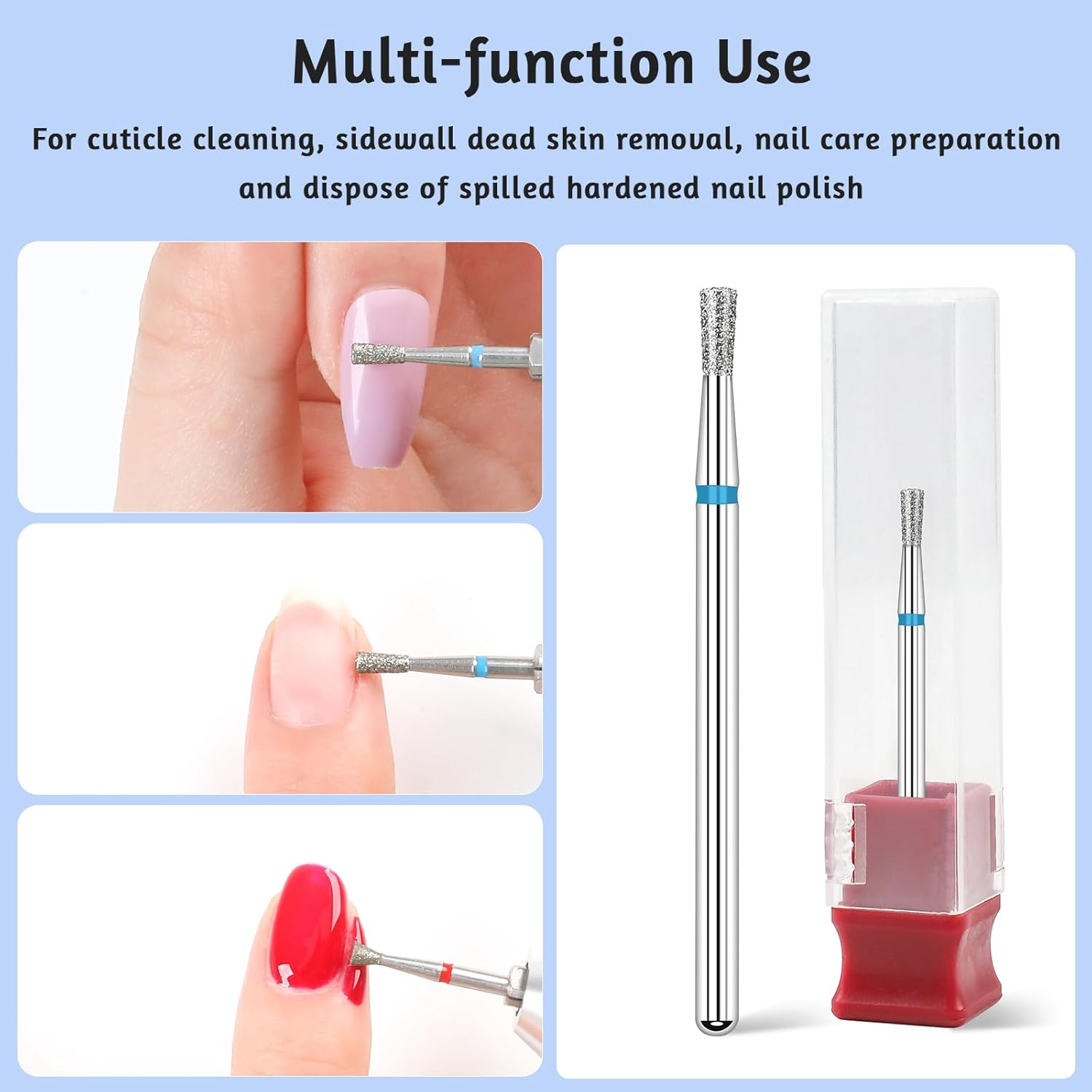 2Pcs Nail Drill Bits Diamond Cuticle Removal Bit for Acrylic Nails Manicure Nail
