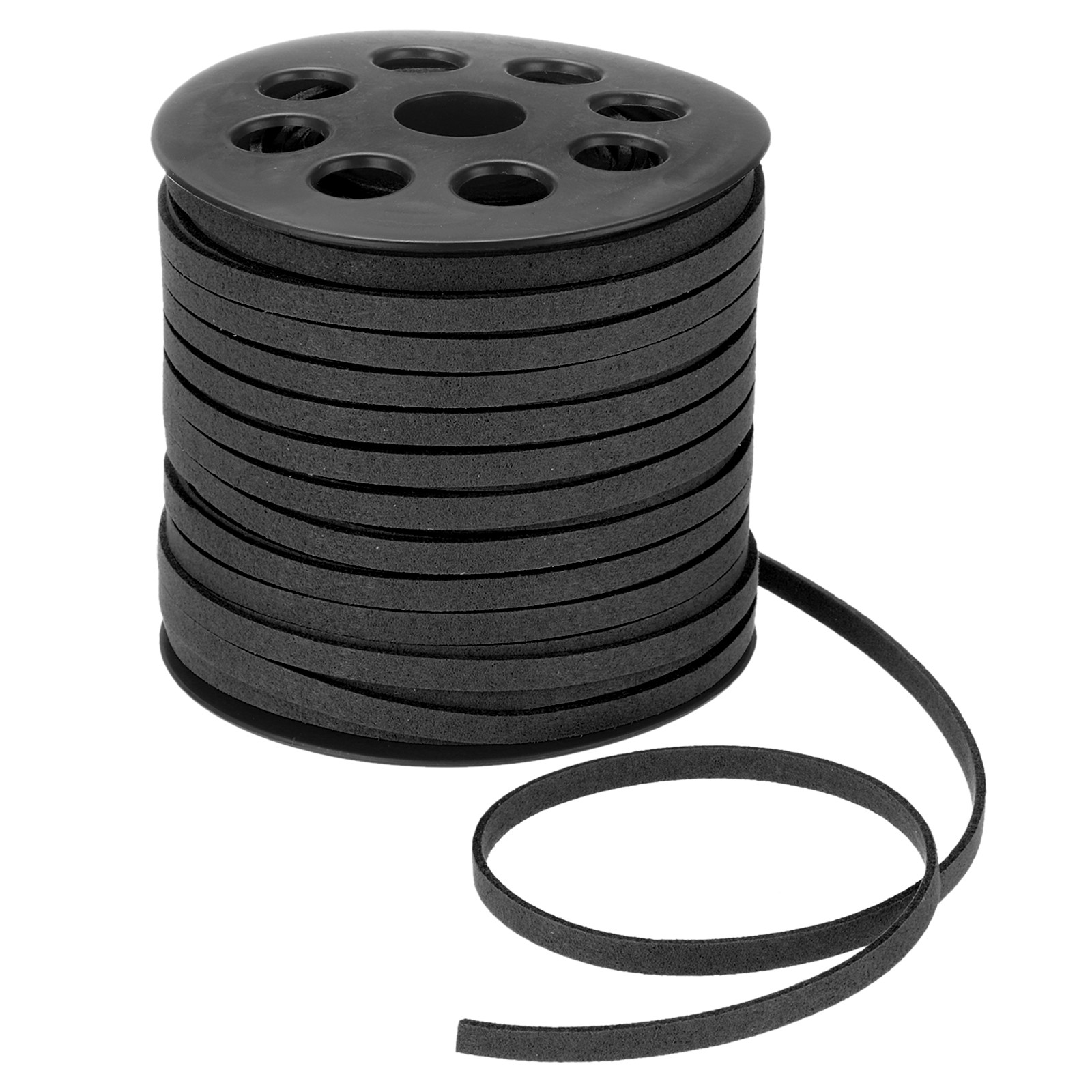 Faux Suede Leather Cord 5mm x 50 Yards Flat Leather String for Craft,Black