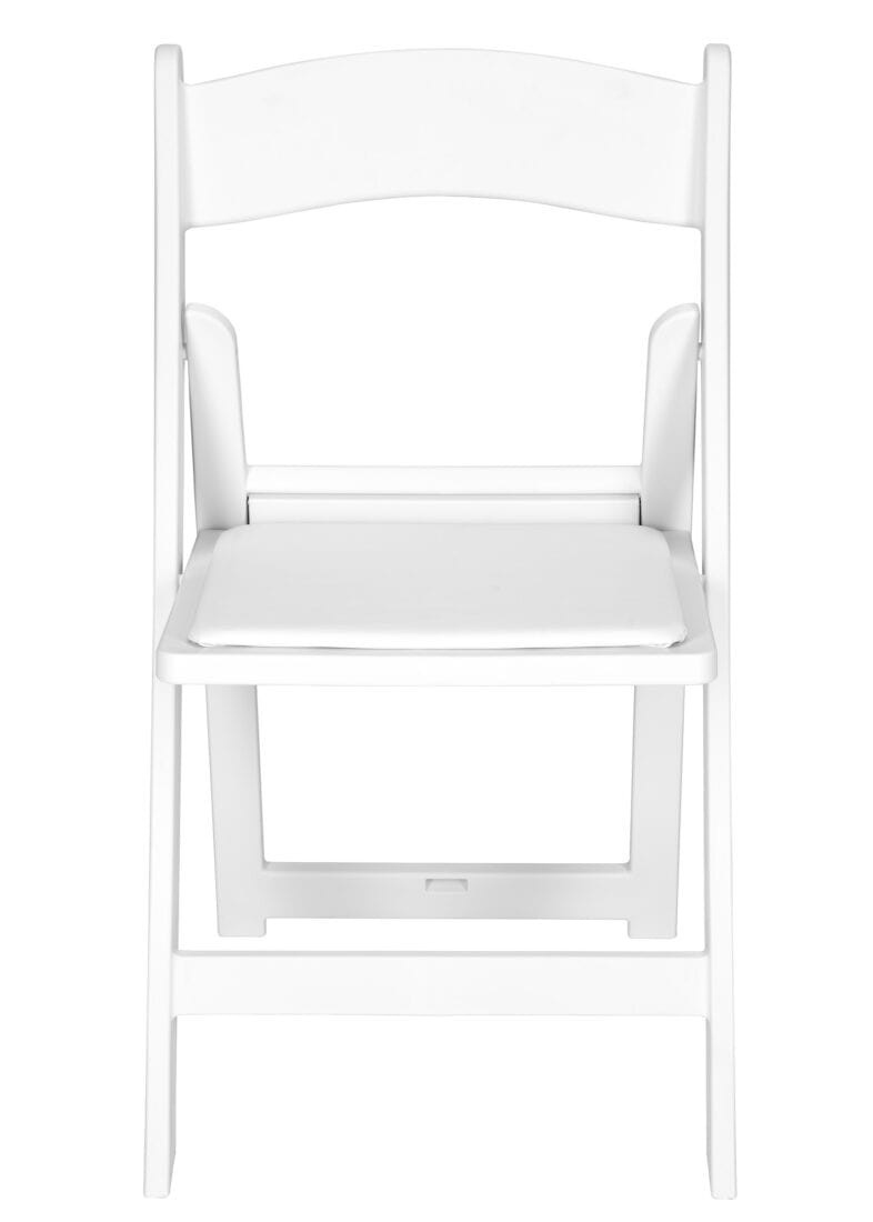 White Resin Folding Chair with Slatted & Padded Seat - 2N1 by Chivari