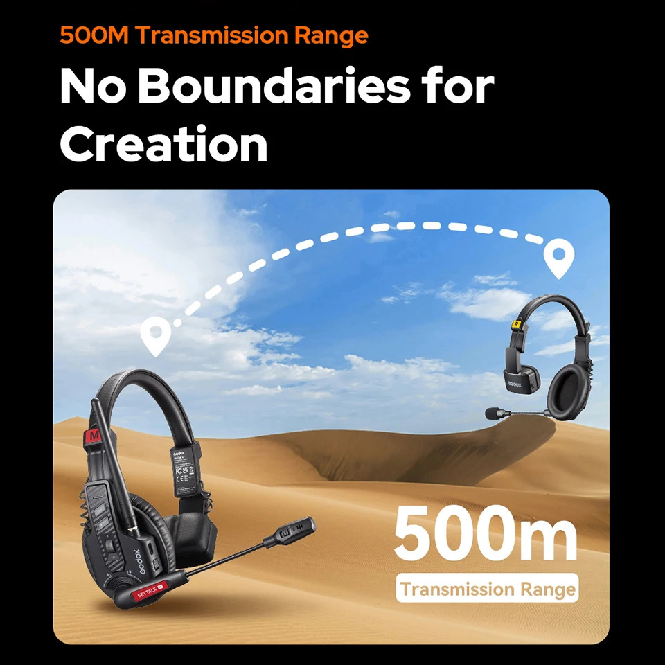 Godox SkyTalk Air 3S 2.4g Full-Duplex Wireless Intercom Headset System 3-Person