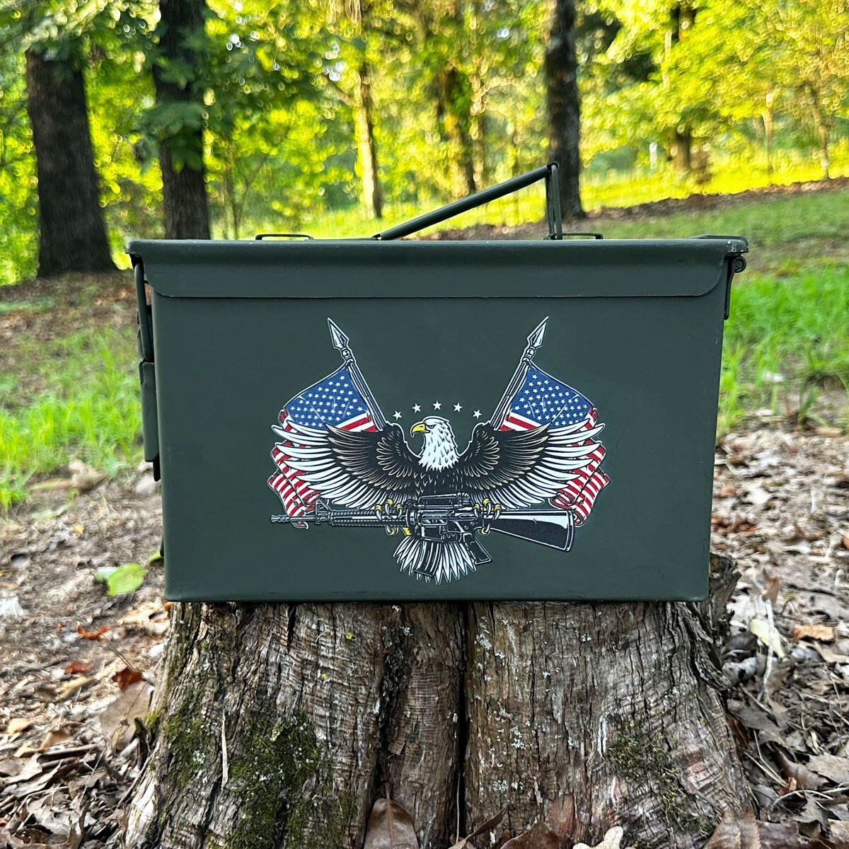 UV Printed Ammo Cans - Used Grade 1 50 Cal "Eagle Flag Gun"