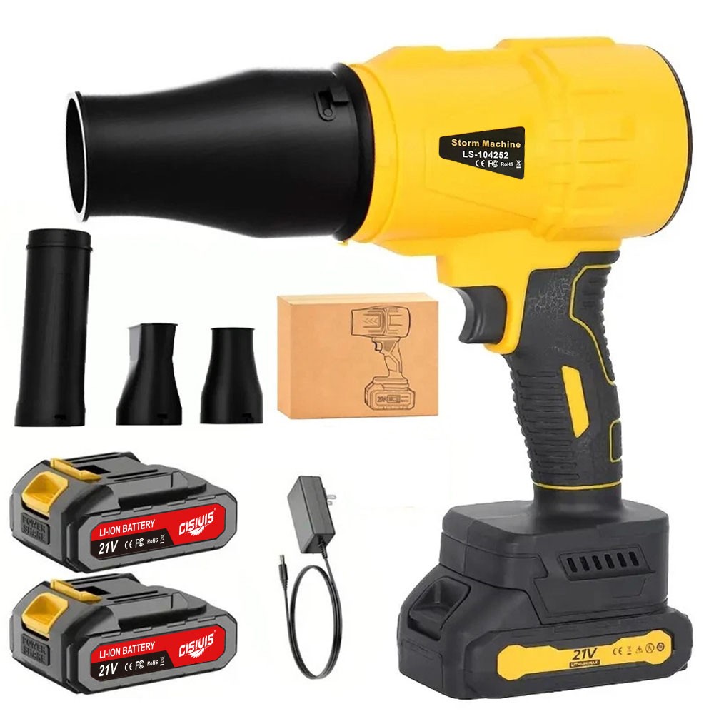 Cordless Handheld Turbo Blower Variable Speed Leaf Blower Nozzle w/ 2x Batteries