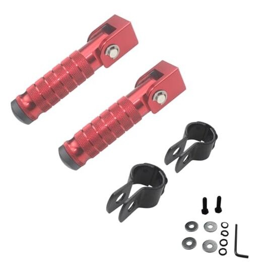 CNC M8 Motorcycle Foot Pegs 90 Degree Foldable Foot pegs Footpegs CNC Anti Red