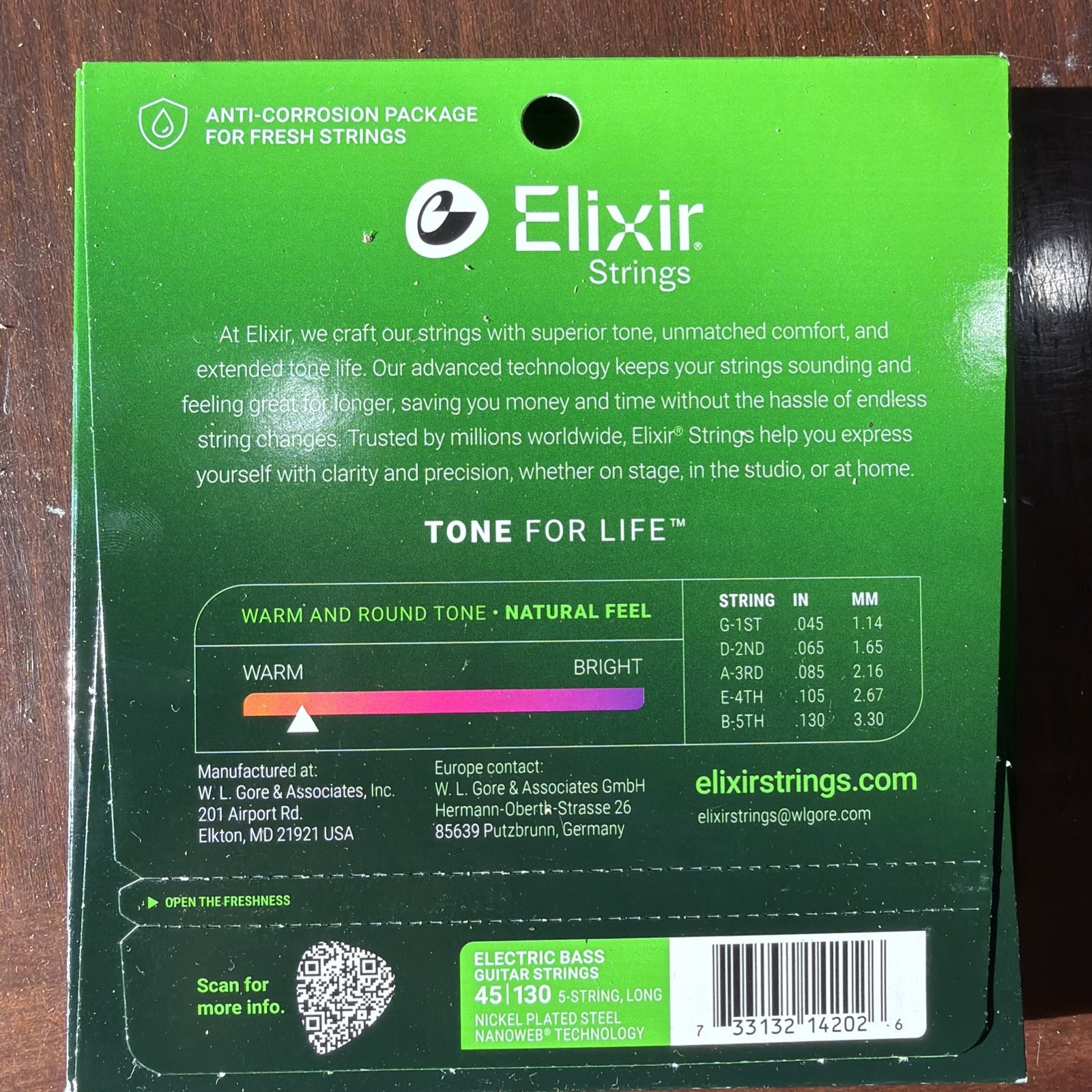 Elixir Nanoweb 5-String Bass Set, Nickel, Light 45-130
