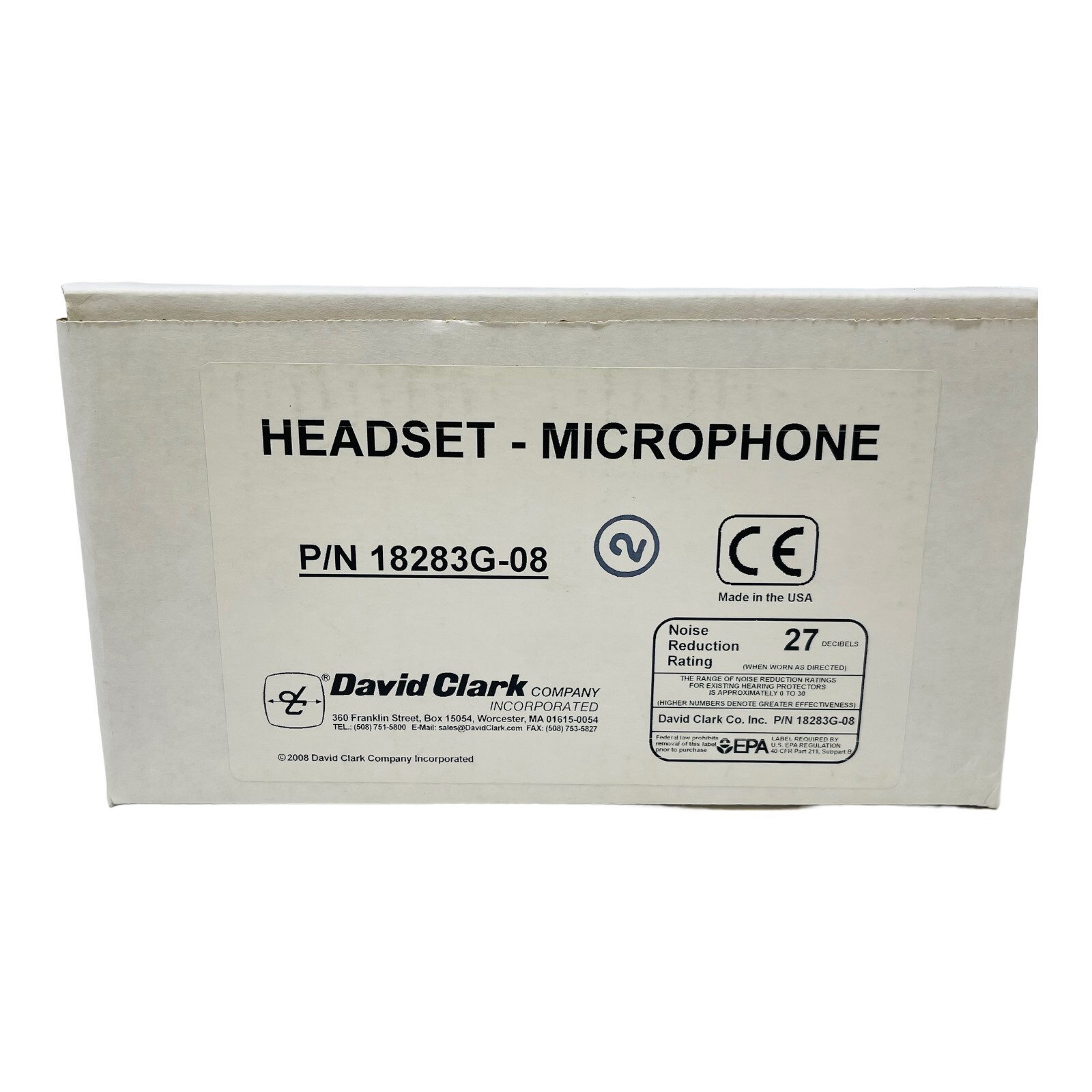 DAVID CLARK P/N 18283G-08 HEADSET - MICROPHONE NEW IN BOX