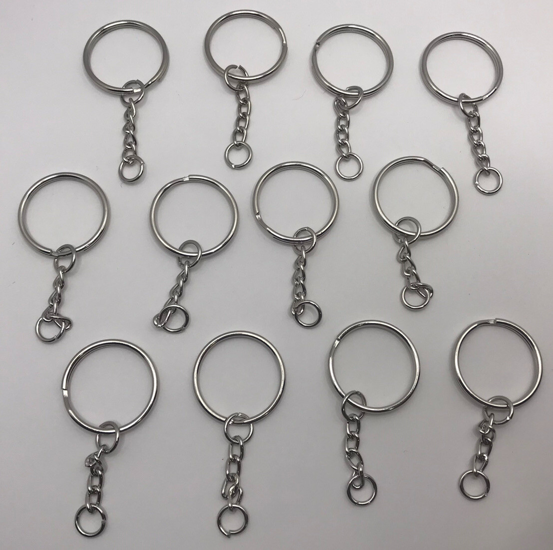 12 PCS Keyring Blanks Silver Tone Key Chains Findings Split Rings - 25mm